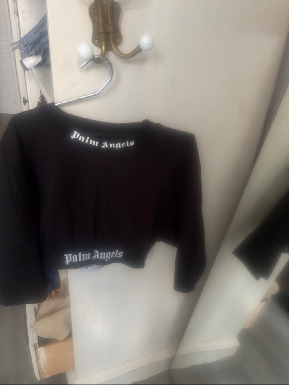 Palm Angels Black Cropped Logo Sweatshirt